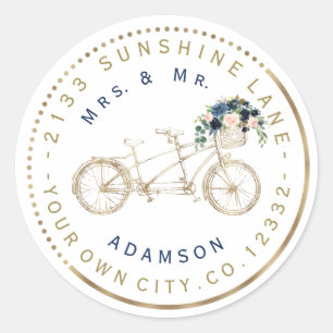 Etiqueta de la Circular de Bicicleta Floral Azul R