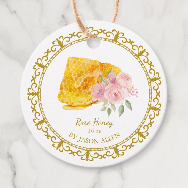 Etiqueta de la Cubierta de miel para Rosa de abeja (Anverso)