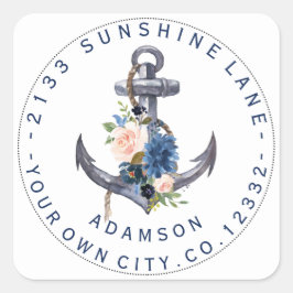 Etiqueta de la dirección circular del anclaje flor