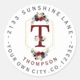 Etiqueta de la dirección circular del monograma Bo