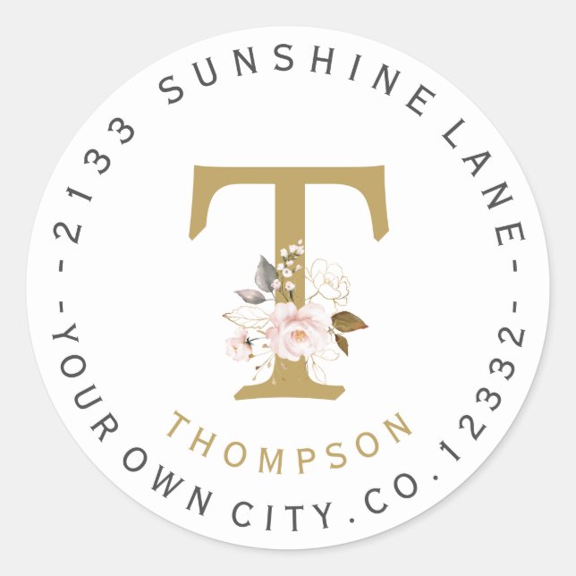 Etiqueta de la dirección circular del monograma fl (Anverso)