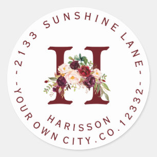 Etiqueta de la dirección circular del monograma fl