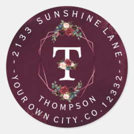 Etiqueta de la dirección circular del monograma fl