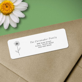 Etiqueta de la dirección de devolución de flor de 