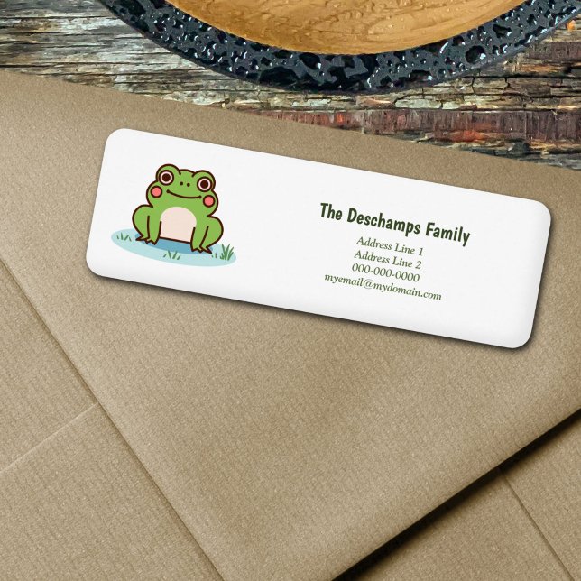 Etiqueta de la dirección de devolución de la rana  (Cute Frog Return Address Label)