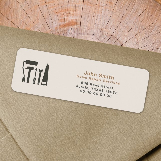 Etiqueta de la dirección de devolución de la repar (Handyman & Home Repair Return Address Label)