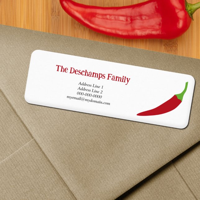 Etiqueta de la dirección de devolución de Pepper C (Red Chili Pepper Return Address Label)