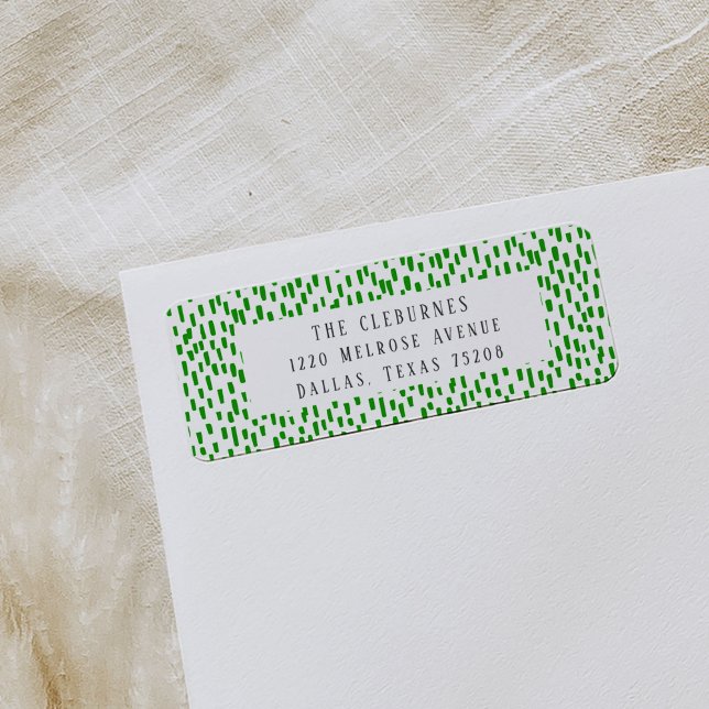Etiqueta de la dirección de devolución de puntos d (Green and white dashing playful return address labels.)