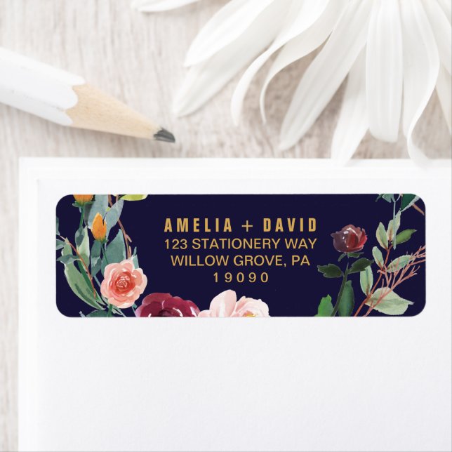 Etiqueta de la dirección de devolución del Boda fl (In situ)
