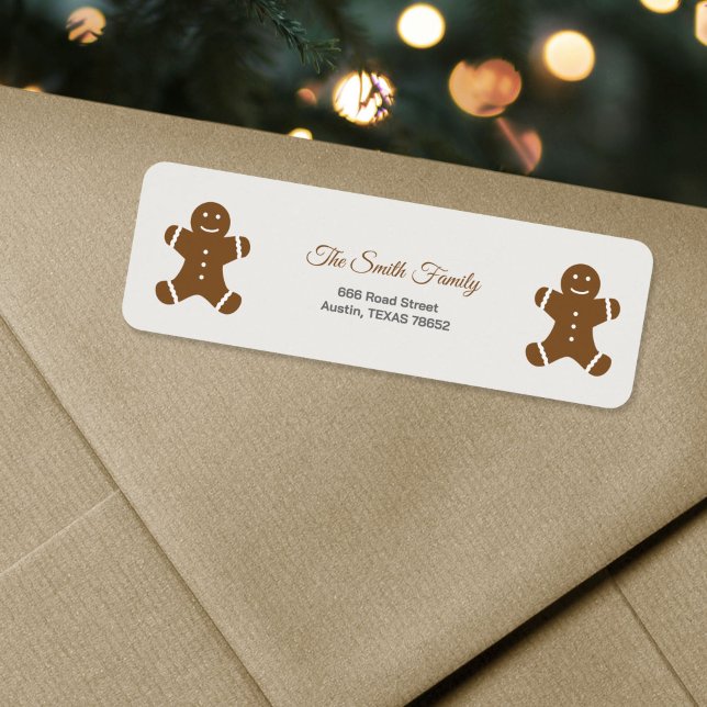Etiqueta de la dirección de devolución del hombre  (Christmas Gingerbread Man Return Address Label)