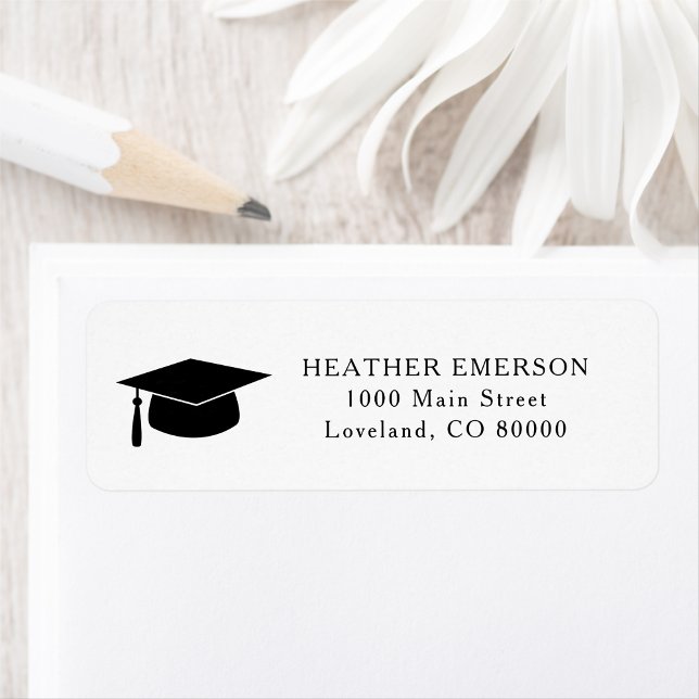 Etiqueta de la dirección de devolución del límite  (Graduation Cap Return Address Label by Painted Paperie)