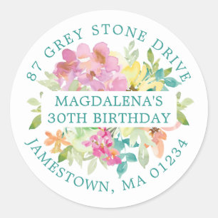 Etiqueta de la dirección de devolución floral de v