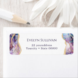 Etiqueta de la dirección de devolución opaca púrpu