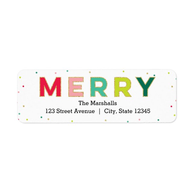Etiqueta de la dirección de feriado de merry brill (Frente)