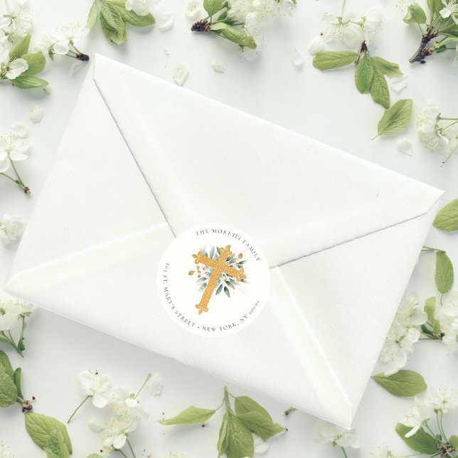 Etiqueta de la dirección de la cruz cristiana de o (Subido por el creador)