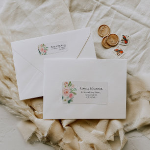 etiqueta de la dirección de las flores de color ro