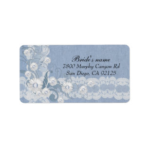 Etiqueta de la dirección de Luxury Daisy Lace Blue