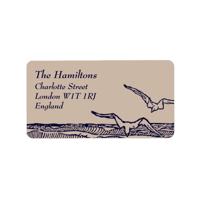 Etiqueta de la dirección de matrimonio de la playa (Frente)