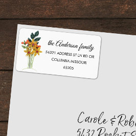 Etiqueta de la dirección de retorno de flores llen