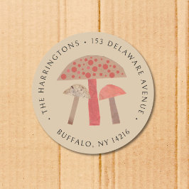 Etiqueta de la dirección de retorno de hongos marr