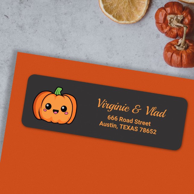 Etiqueta de la dirección de retorno de la calabaza (Cute Pumpkin return address label)