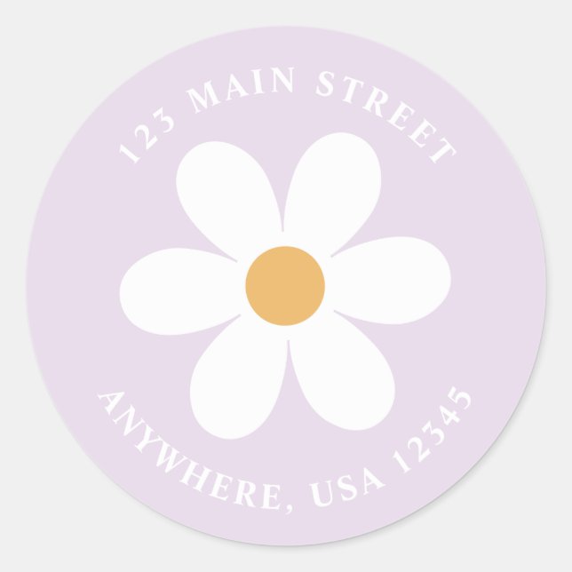 Etiqueta de la dirección de retorno de Retro daisy (Anverso)