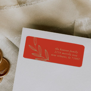 Etiqueta de la dirección de retorno del brote rojo