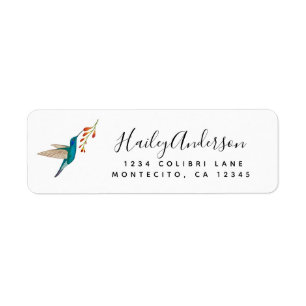 Etiqueta de la dirección de retorno del colibrí vi