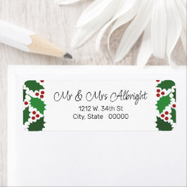 Etiqueta de la dirección de retorno del Holly rojo