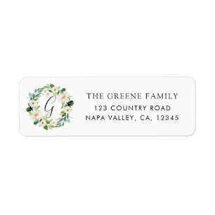 Etiqueta de la dirección de retorno del monograma 