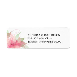 Etiqueta de la dirección de retorno floral rosa y