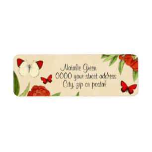 Etiqueta de la dirección de retorno rojo vintage f