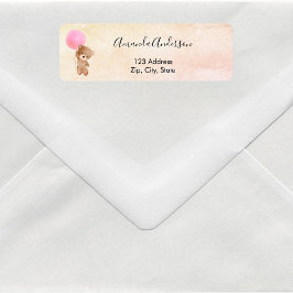 Etiqueta de la dirección de retorno rosa del oso d