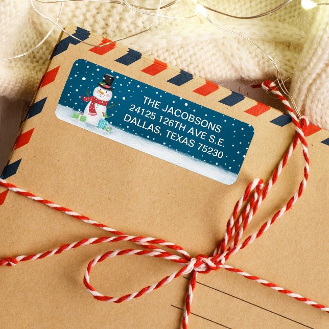 Etiqueta de la dirección de Snowman con navidades (Subido por el creador)