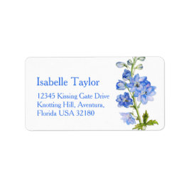 Etiqueta de la dirección del boda azul de Delfino