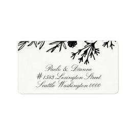Etiqueta de la dirección del Boda de hojas botánic