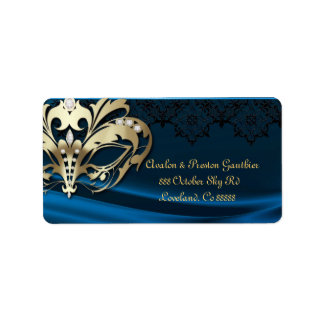 Etiqueta de la dirección del Boda de joyas azules 