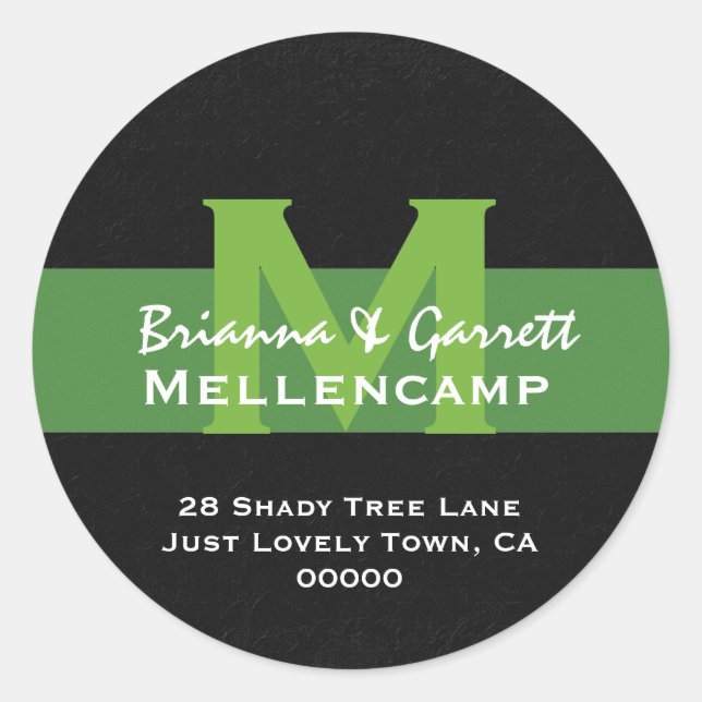 Etiqueta de la dirección del Boda de monograma ver (Anverso)