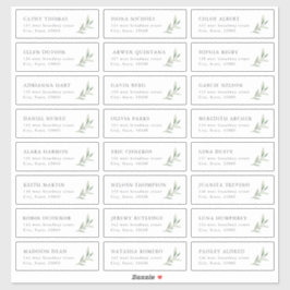 Etiqueta de la dirección del boda de vegetación rú