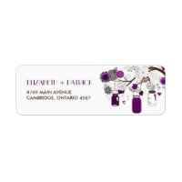 Etiqueta de la dirección del Boda floral Purple Ma