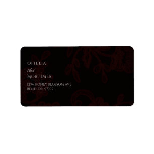 Etiqueta de la dirección del Boda negro floral gót