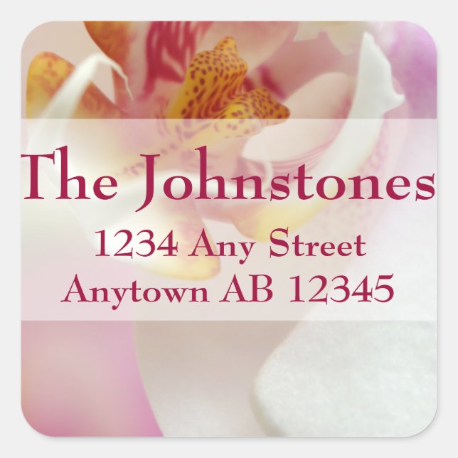 Etiqueta de la dirección del Boda Orquídea Blanca (Anverso)