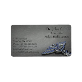 Etiqueta de la dirección del Caduceto médico profe