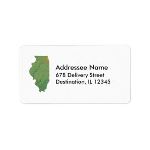 Etiqueta de la dirección del mapa de Illinois