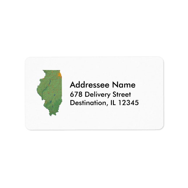 Etiqueta de la dirección del mapa de Illinois (Frente)