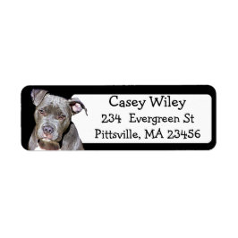Etiqueta de la dirección del perro de Pitbull masc
