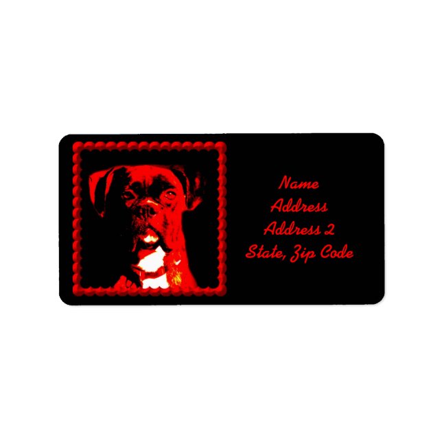 Etiqueta de la dirección del perro del boxeador (Frente)