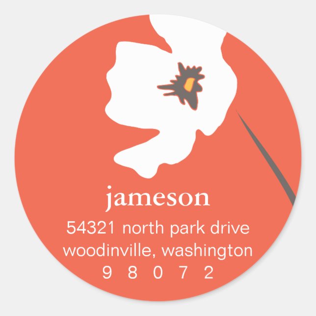 Etiqueta de la dirección redonda de la amapola (Anverso)