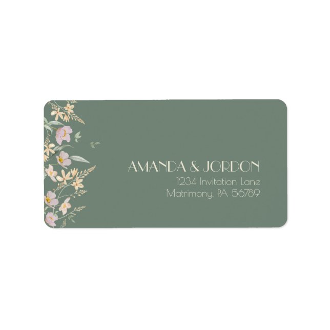 Etiqueta de la dirección RSVP de la boda del deco  (Frente)