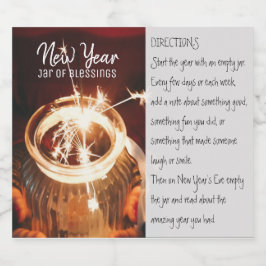 Etiqueta de la jarra de bendiciones de Año Nuevo